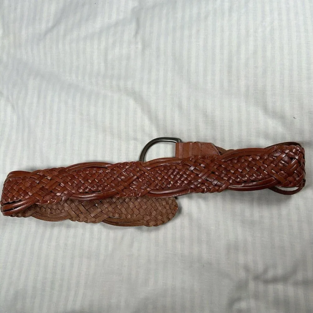 Fossil 2 1/2" Wide Braided Leather Buckle, Size Medium. Bohemian Boho-Chic - Picture 2 of 9